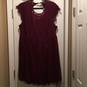 Torrid burgundy lace babydoll dress
